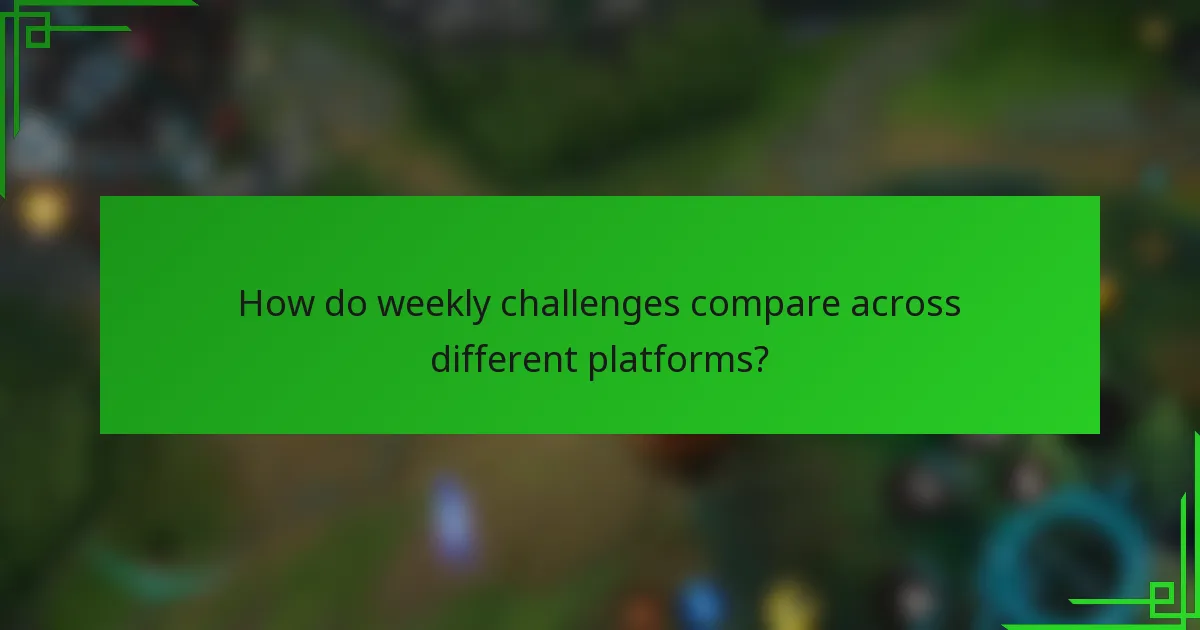 How do weekly challenges compare across different platforms?